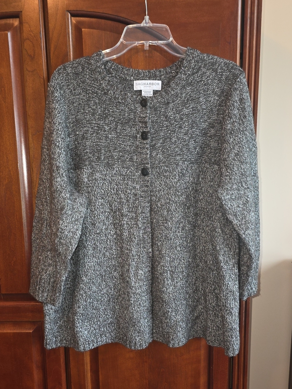 Sag Harbor Sparkly Knit Button-Front Sweater 1x